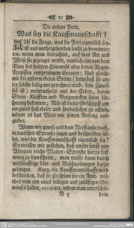 Die andere Perle. Was sey die Kauffmannschafft?