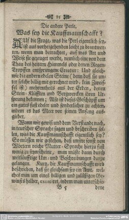 Die andere Perle. Was sey die Kauffmannschafft?
