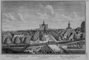 Prospect von dem Schlosse Fredensbourg, gegen dem Haupt-Einfahrt, Tab. 27