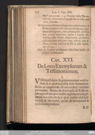 Cap. XVI. De Loco Exemplorum & Testimoniorum.