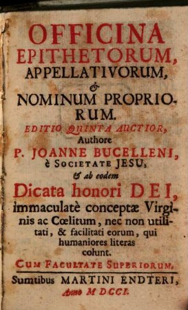 Officina epithetorum, appellativorum et nominum propriorum