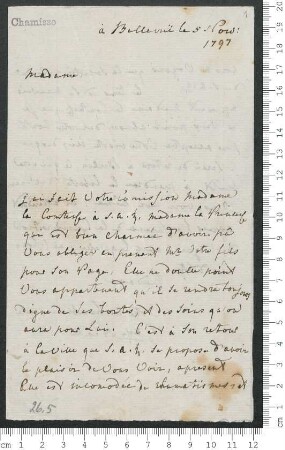 Brief von ... Neale  an Marie-Anne Chamisso 