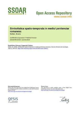 Simbolistica spatio-temporala in mediul penitenciar romanesc