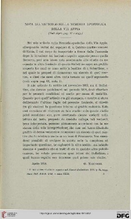 23: Nota all' articolo sulla memoria apostolica della Via Appia