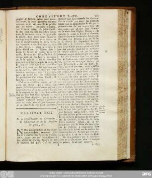 Chapitre XXII. De la Consécration du Sacrement, de l'élévation & de la fraction du pain, [et]c.