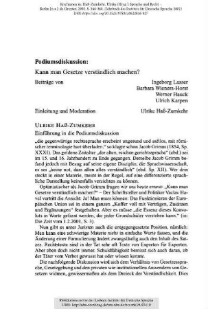 Podiumsdiskussion: Kann man Gesetze verständlich machen?