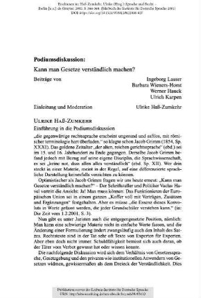 Podiumsdiskussion: Kann man Gesetze verständlich machen?