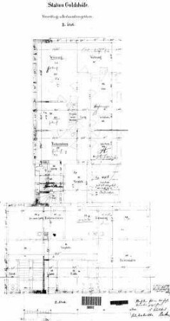 Goldshöfe: Empfangsgebäude Verwaltungsgebäude Grundriß 2.OG (Wohnungen,Diensträume)
