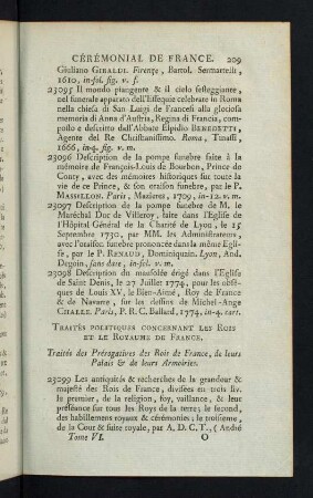 209-235, Traités des Prérogatives des Rois de France, de leurs Palais & de leurs Armoiries...