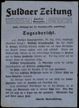 Ausgabe vom Mittwoch, den 30. Dezember 1914.