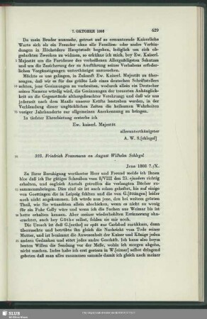 Carl Friedrich Ernst Frommann an August Wilhelm von Schlegel, Jena, 07.10.1808