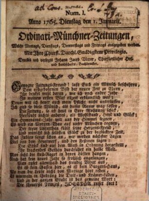Ordinari-Münchner-Zeitungen. 1765