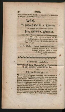 Numerus LXXXII. Schreiben des Herrn Marggrafens zu Brandenburg an Ihro Kayserliche Majestät von 28. Dec. 1707.