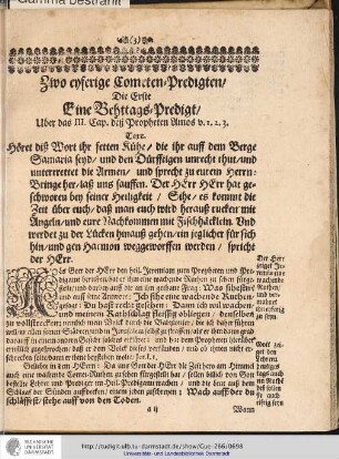 Zwo eyferige Cometen-Predigten