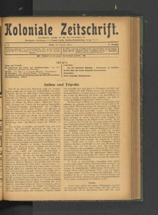 Nr. 43. Berlin, 20. Oktober 1911. 12. Jahrgang.