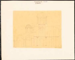 S. Aposteln, Thessaloniki: Längsschnitt durch die Kuppel, Maßstabsleiste (vermutlich nach Charles Texier und Richard P. Pullan, XLVIII.)