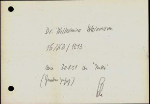 Weinmann, Wilhelmine, Dr.