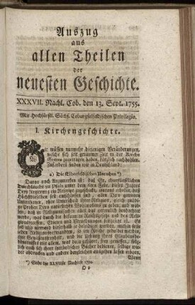XXXVII. Nachl. Cob. den 13. Sept. 1755.