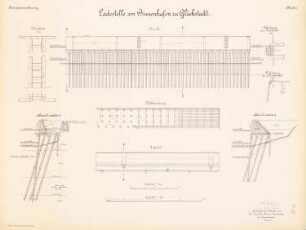 Hafen, Glückstadt: Ladestelle: Ansicht, Aufsicht, Schnitte 1:100, 1:20