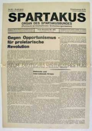 Trotzkistische Wochenzeitung "Spartakus" u.a. zur Krise der kapitalistischen Wirtschaft