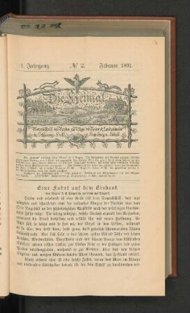 1. Jahrgang. No. 2. Februar 1891.