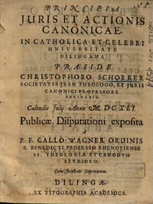 Principia Juris [Iuris] Et Actionis Canonicae