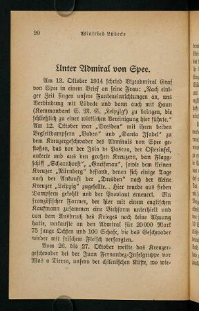 20-37, Unter Admiral von Spee