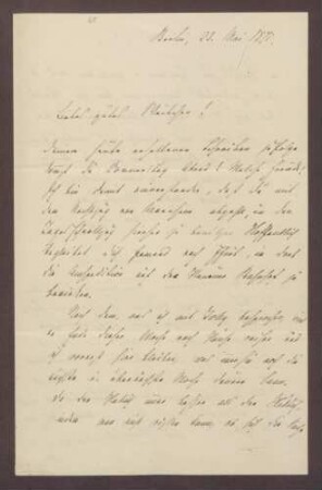 Schreiben von Moritz Ellstätter, Berlin, an seine Frau Marie: - Reisepläne - Terminabsprachen mit [Julius] Jolly - Ratschläge für die Reise seiner Gattin - Privates