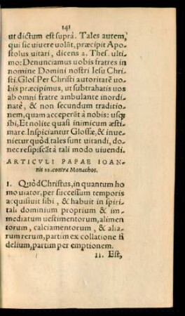 Articuli Papae Ioannis 22. contra Monachos.