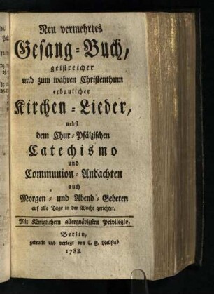 Neu vermehrtes Gesang-Buch ...