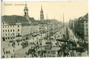 Dresden. Hauptstraße, Dreikönigskirche, Goldener Reiter, Wachaufzug