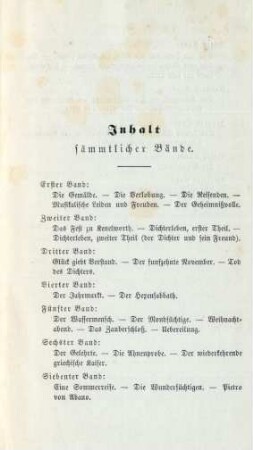 Inhalt sämmtlicher Bände