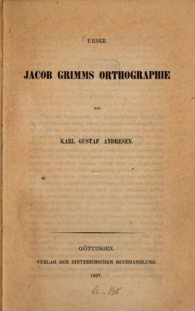 Ueber Jacob Grimms Orthographie