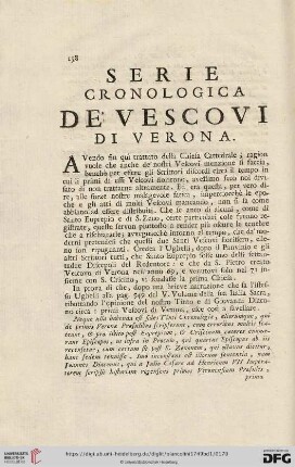 Serie chronologica de' Vescovi di Verona