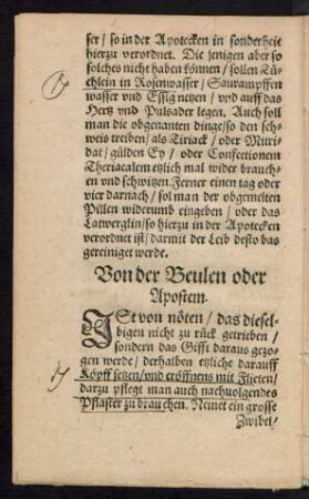 Von der Beulen oder Apostem.