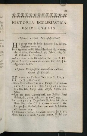 113-135, Historia Ecclesiastica Universalis.