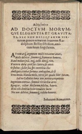 [...] Ad Doctum Morumque Elegantia Et Gravitate, [...]