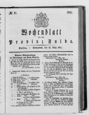 Nr. 21, Ausgabe vom 22. Mai 1841