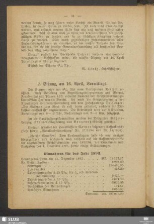 2. Sitzung, am 16. April, Vormittags