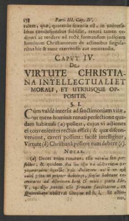 Caput IV. De Virtute Christiana Intellectuali Et Morali, Et Utriusque Oppositis.