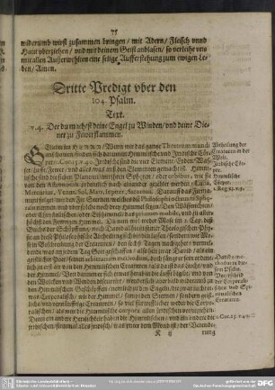 Dritte Predigt uber den 104. Psalm