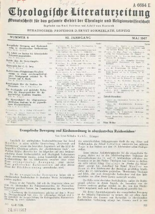 321-326 Evangelische Bewegung und Kirchenordnung in oberdeutschen Reichsstädten
