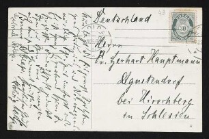 Brief von Bruno Ablaß, Hedwig Ablaß und Gertrud Ablaß an Gerhart Hauptmann