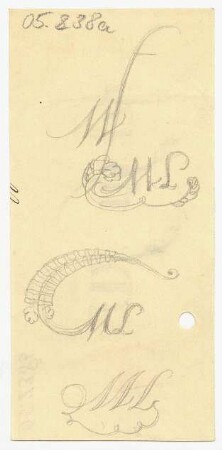 Kalligrafiestudien : Monogrammskizzen zu M L