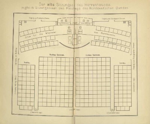 Der alte Sitzungssaal des Herrenhauses zugleich Sitzungssaal des Reichstags des Norddeutschen Bundes