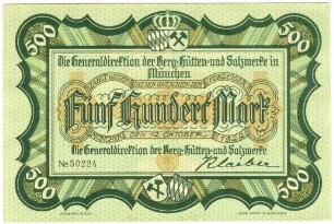Geldschein / Notgeld, 500 Mark, 12.10.1922