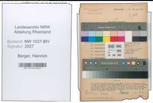 Entnazifizierung Heinrich Berger , geb. 28.06.1913 (Postenmann)
