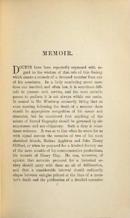 A Memoir of Robert C. Winthrop : prepared for The Massachusetts Historical Society