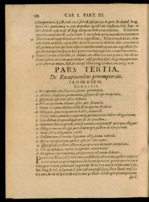 Pars Tertia. De Exceptionibus peremptoriis.