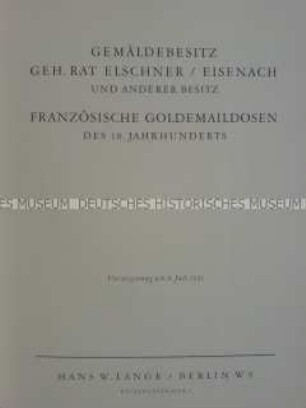 Katalog des Auktionshauses H. W. Lange Berlin